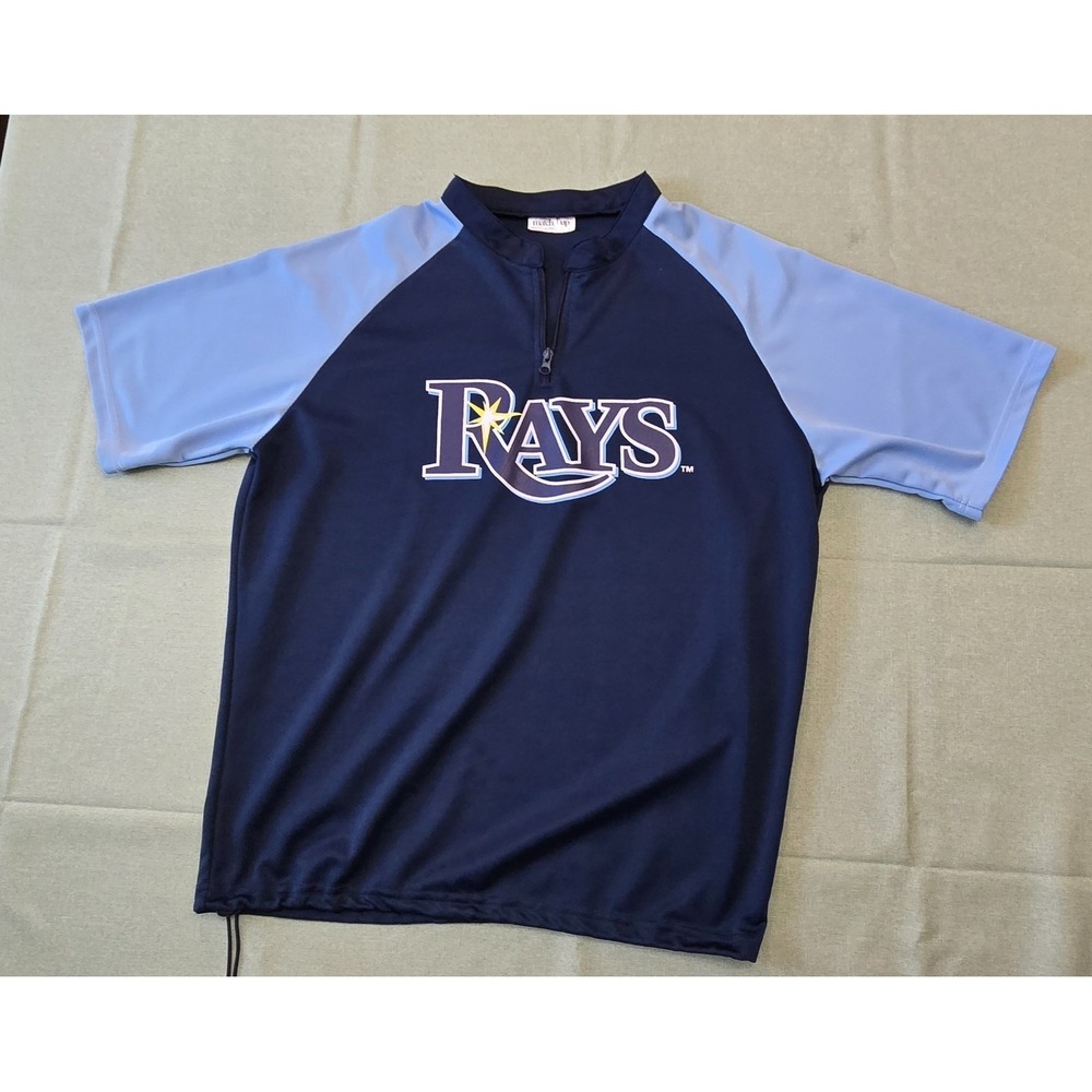 Tampa Bay Rays Blue Shirt Short Sleeve 1/4 Zip, Size Large